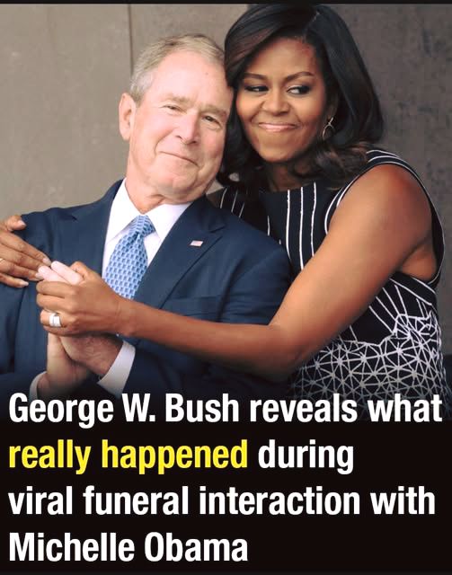 George W. Bush opens up about what really happened during his viral funeral moment with Michelle Obama.