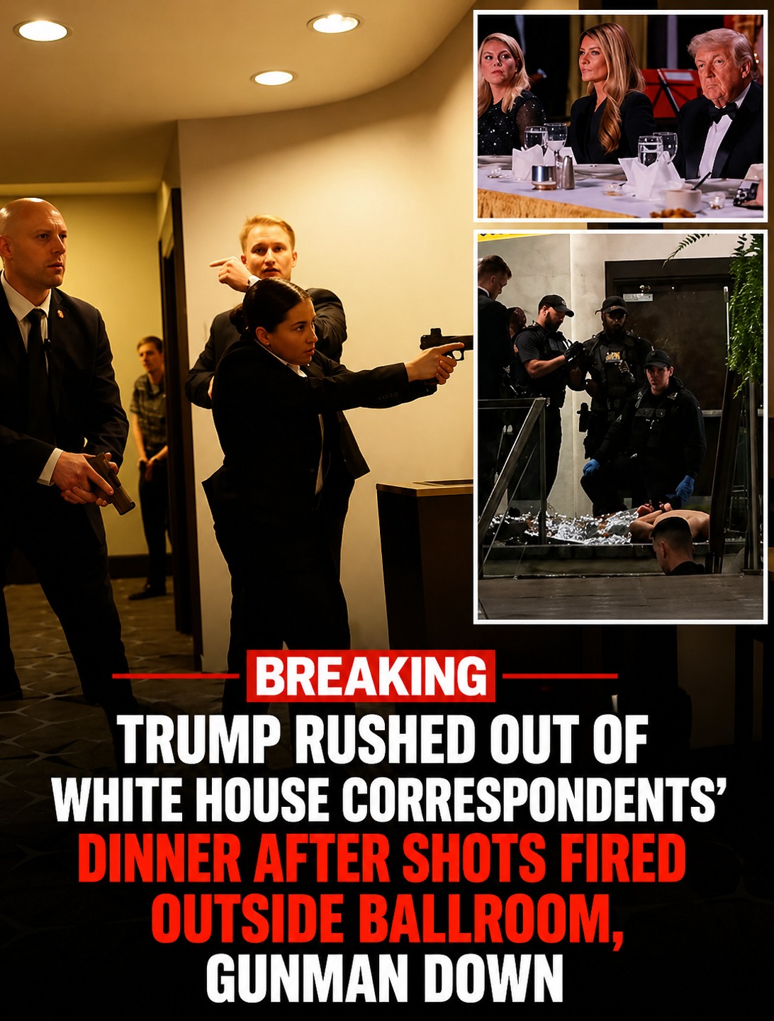 Chaos erupts at White House Correspondents’ Dinner as gunfire breaks out near ballroom, Trump evacuated