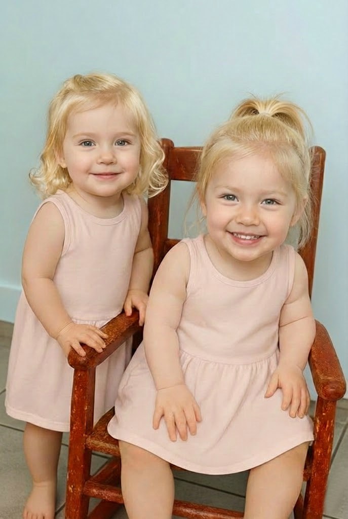 Young woman places both babies inside the fireplace…