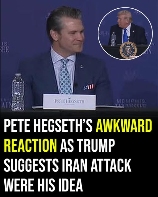 Pete Hegseth’s awkward reaction when Trump implied the Iran war was his idea 😳