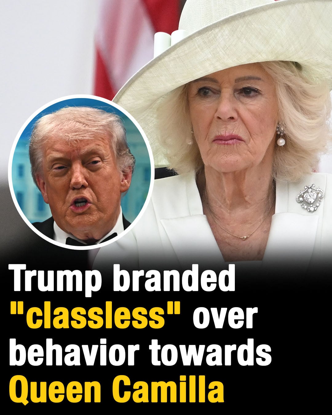 “Donald Trump criticized over behavior toward Queen Camilla”