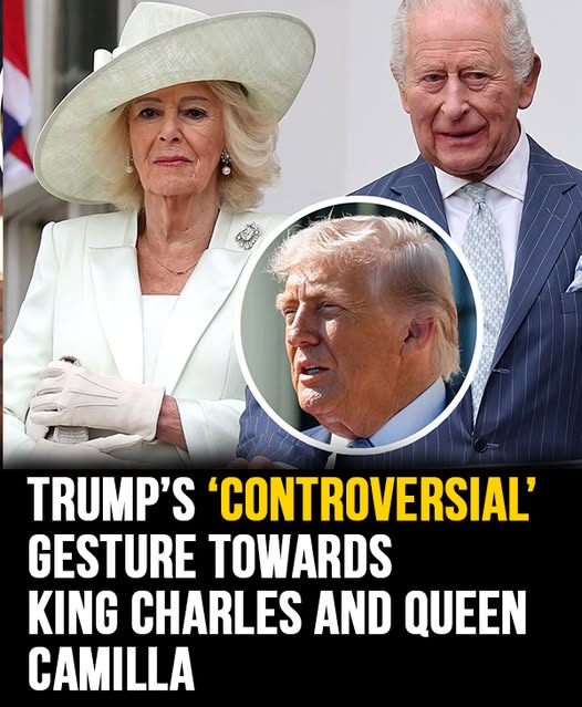 Trump’s gesture toward King Charles and Queen Camilla has sparked debate and divided reactions. 😳See what people are saying below 👇