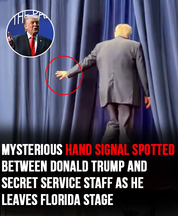 Unusual hand gesture noticed between Donald Trump and Secret Service agents as he exits Florida stage 👀