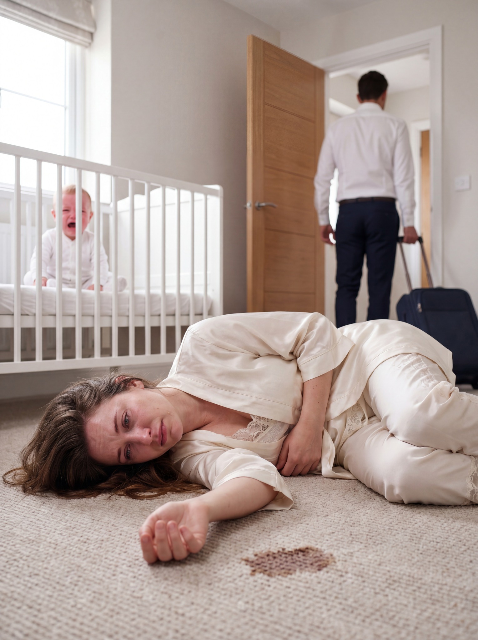 I was dying on the nursery floor while my husband drove away like nothing was wrong.
