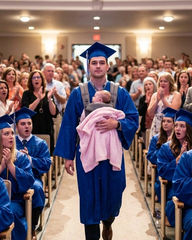 High School Senior Walks Across Graduation Stage Holding a Newborn — What He Did After a Woman Mocked His Mother Left the Entire Audience in Silence and Tears