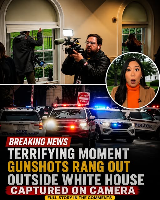 Shocking moment multiple gunshots erupted outside the White House, sending people scrambling for safety on live camera.