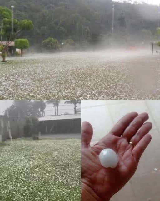 “Giant hail was recorded Tuesday evening in the town of… See more”