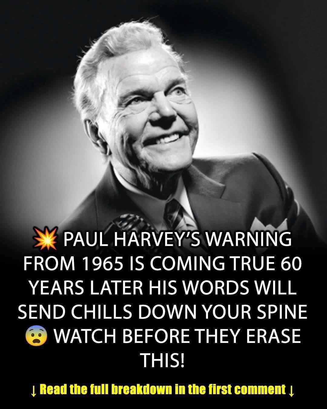 Paul Harvey’s 1965 warning is being revisited—his words feel strikingly relevant today.